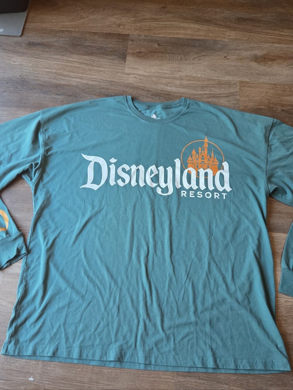 Disneyland Logo Men's 3XL Castle Globe Mickey Teal Long Sleeve Shirt